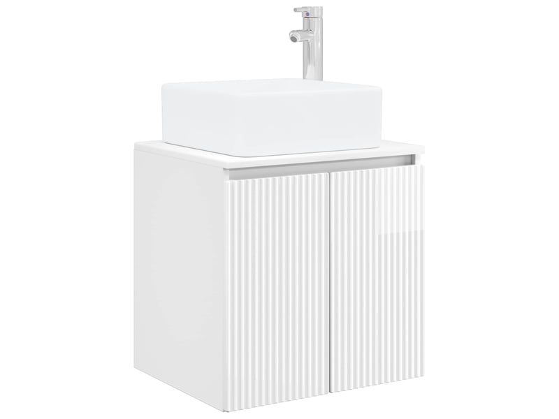 Vanité de lavabo mural, meuble de rangement blanc brillant 49.5x41x63 cm - Conforama A