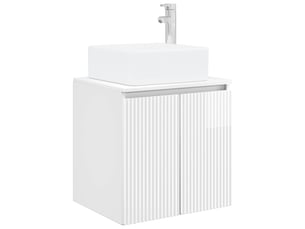 Vanité de lavabo mural, meuble de rangement blanc brillant 49.5x41x63 cm