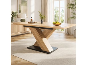 Table à manger extensible 119-158, 5 x 80 x 75 cm, table de cuisine rectangulaire, 4 à 6 personnes pour salon, naturel