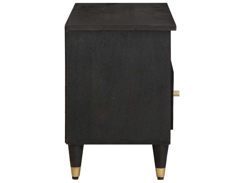  Meuble tv - banc tv - meuble de rangement noir 100 x 33 x 46 cm bois de mangue massif  - Conforama D