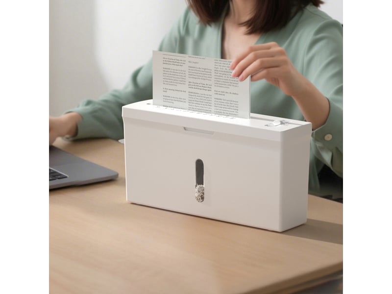  Destructeur de documents de bureau p-5 35,5 x 9,5 x 18 cm blanc abs et pc, coupe micro 4 feuilles  - Conforama B