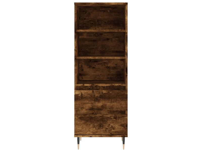  Buffet haut - bahut - meuble de rangement chêne fumé 40x36x110 cm bois d'ingénierie  - Conforama E