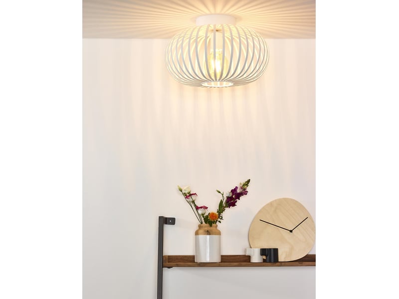 Plafonnier diam. 39,5 cm 1xe27 blanc - lucide - manuela  - Conforama C