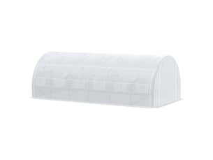 Serre de jardin 18 m² 6l x 3l x 2h m avec porte + parois latérales zippées enroulables, 12 fenêtres, acier pe