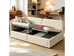 Lit banquette 90x200 cm <strong>STILVORA</strong>  <strong></strong> coloris beige