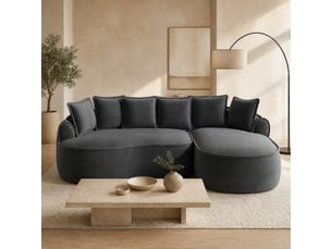 Canapé modulaire d’angle 3 pl 252x164x67 cm, pour salon, sans cadre, canapé comprimé, assise profonde, chenille, gris