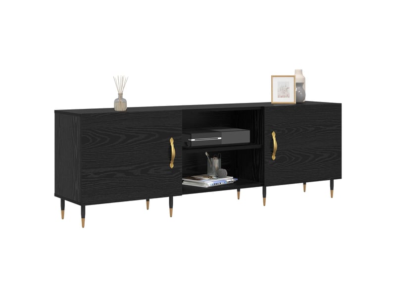 Meuble tv - banc tv - meuble de rangement 150 x 30 x 50 cm chêne noir bois d'ingénierie - Conforama C