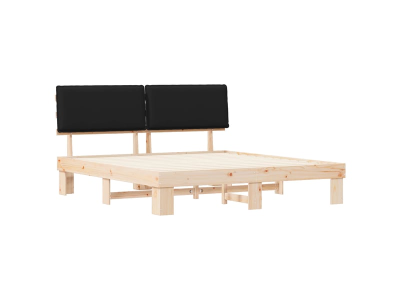  Lit double- lit adulte -  cadre de lit avec tête de lit rembourrée noir 200 x 200 cm  - Conforama C