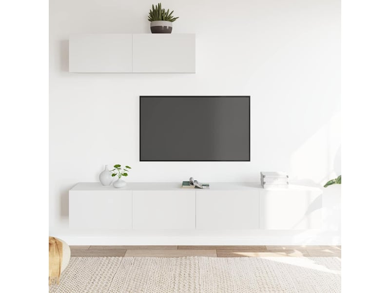  Ensemble de meubles tv - banc tv - meuble de rangement 3 pcs blanc bois d'ingénierie  - Conforama B