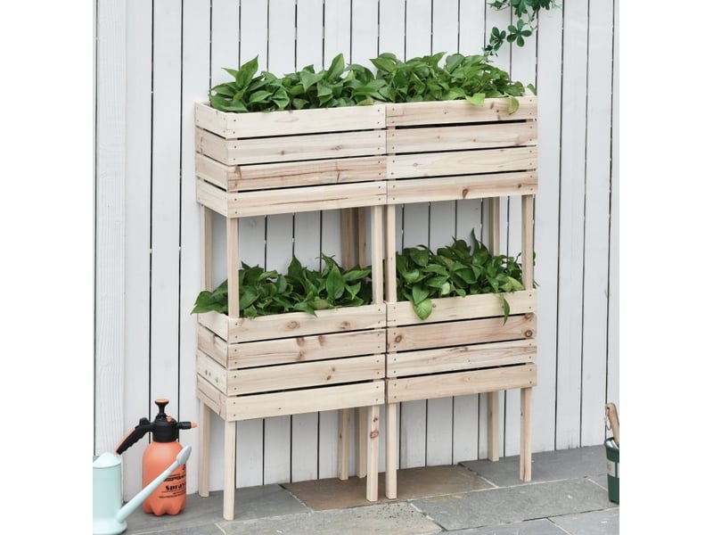  Jardinière surélevée 50 x 30 x 60 cm – naturel – lot de 4 modulable avec drainage pour plantes  - Conforama B