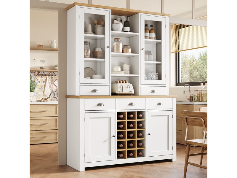  Meuble de cuisine muvano, armoire de cuisine avec porte vitrée, blanc, 120 × 40 × 185 cm  - Conforama B