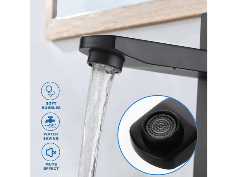  Mitigeur de lavabo monocommande en acier inoxydable noir (flexible inclus), robinet d'évier, mitigeur de salle de bain FC-LJY-04658JY - Conforama D