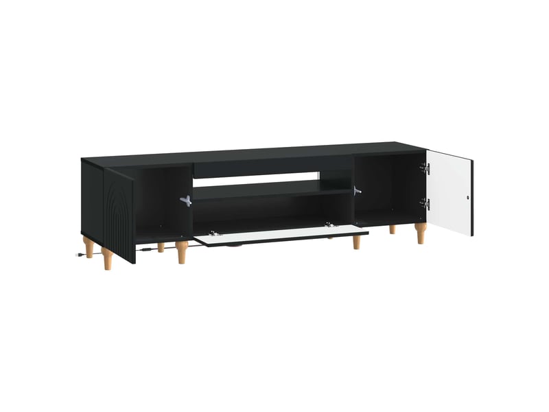 Meuble tv - banc tv - meuble de rangement led noir bois d'ingénierie - Conforama E