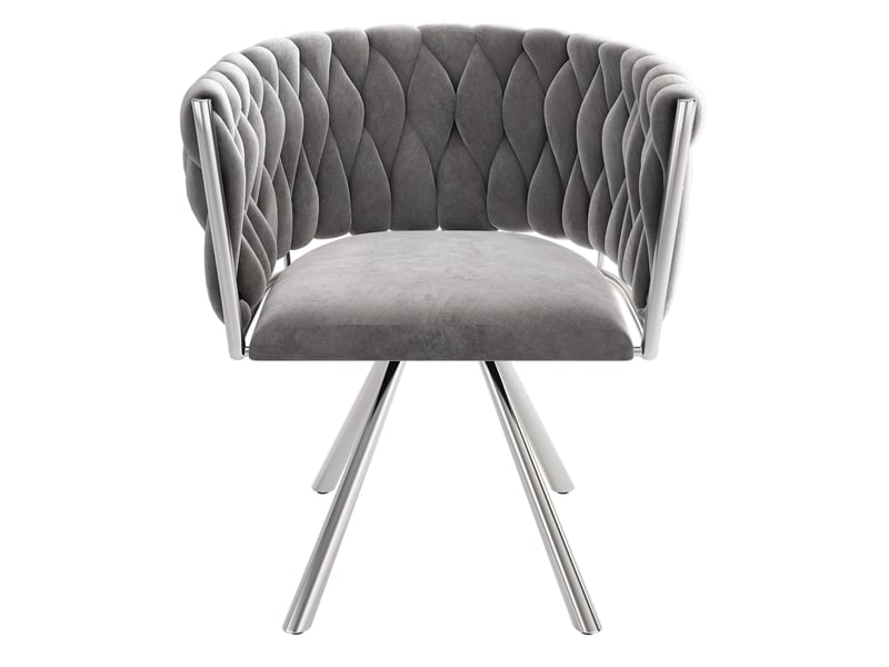  Lot de 4 chaises de salle à manger, style designe, chaise de salon et chambre, cadre en métal, pied en argenté, tissu velours gris  - Conforama C