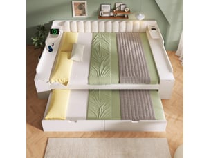 Lit gigogne 140x190 cm OKWISH   coloris blanc