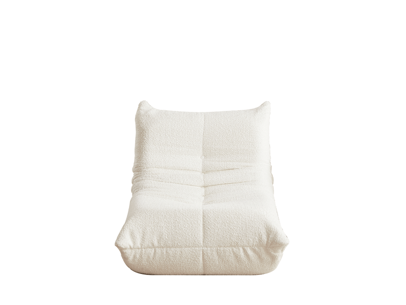  Fauteuil canapé - chauffeuse de sol ergonomique, mousse haute densité, salon et chambre - en chenille blanc  - Conforama A