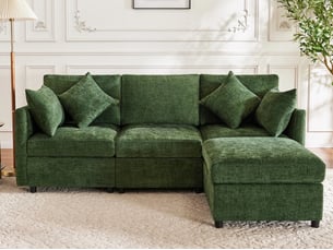 Canapé d'angle droit fixe <strong>BGSRYAO</strong> <strong></strong> 4 places Tissu vert