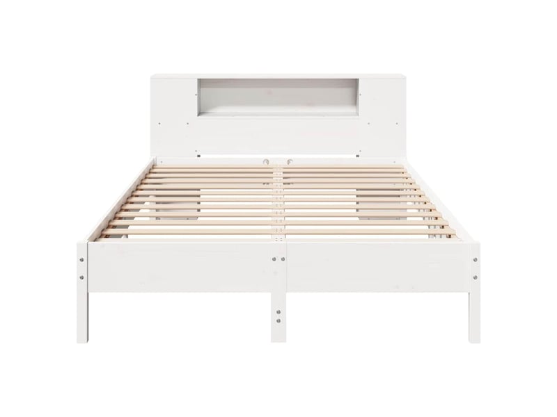 Lit double- lit adulte -  lit bibliothèque sans matelas blanc 135x190 cm bois pin massif  - Conforama C