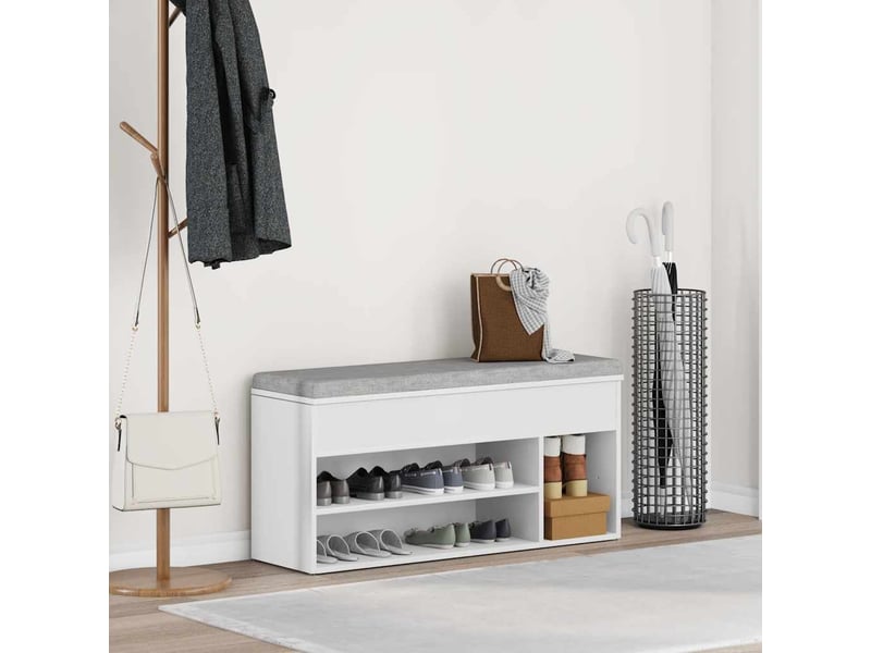  Banc à chaussures, meuble à chaussures blanc 102x30,5x45 cm bois d'ingénierie  - Conforama C