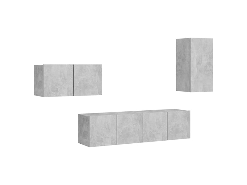  Ensemble de meubles tv 4 pcs gris béton bois d'ingénierie shl72608  - Conforama A