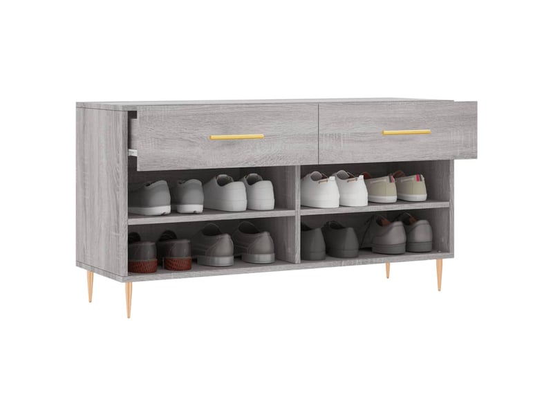  Banc à chaussures, meuble à chaussures sonoma gris 102x35x55 cm bois d'ingénierie shl2770  - Conforama D