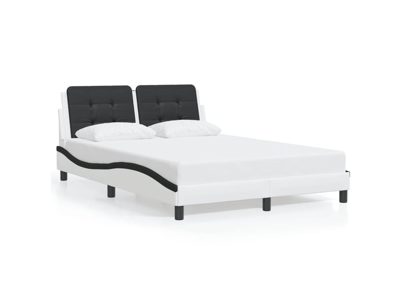  Lit double- lit adulte -  cadre de lit avec led sans matelas zadar blanc et noir 120x200 cm  - Conforama D