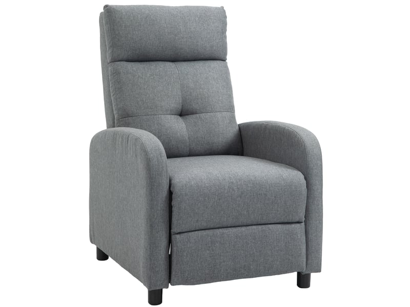 Fauteuil relax inclinable gris, repose-pieds extensible, ressorts ensachés et tissu aspect lin pour salon et lecture - Conforama A