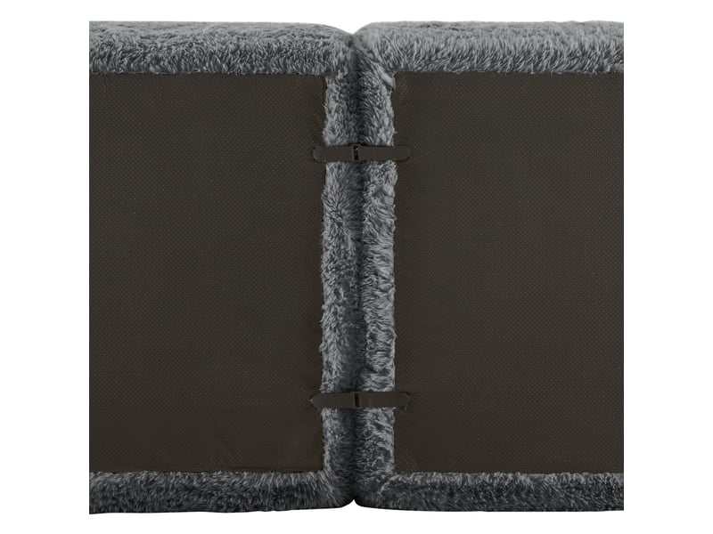 Canapé d'angle modulable 4 places gris tissu peluche sans montage design contemporain salon - Conforama W