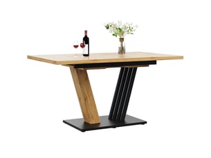 Table extensible 120160 x 80 x 76 cm cuisine & salon, optique bois, pieds en forme d’aile