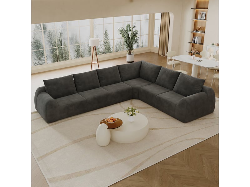  Canapé d'angle en l gris foncé 334 cm sans armature, mousse haute résilience, aucun assemblage requis  - Conforama D