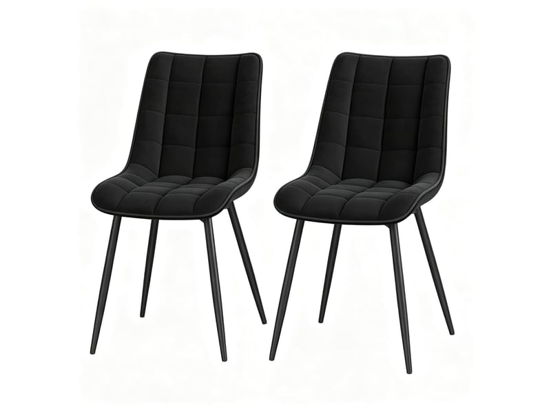  Lot de 2 chaises de salle à manger,46x39x85,5 cm,antidérapantes,velours,noir  - Conforama A