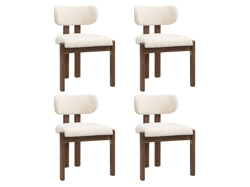 Lot de 4 chaises de salle à manger 54x54x79 cm en tissu bouclette, noyer - Conforama A