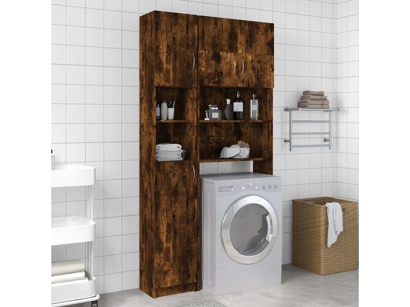  Armoire de bain, cabinet de salle de bain chêne fumé 32x25,5x190 cm bois d'ingénierie cf64975  - Conforama B