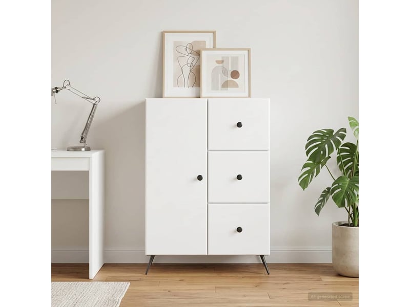 Buffet - bahut - meuble de rangement blanc 66 x 34,5 x 90 cm bois d'ingénierie - Conforama D