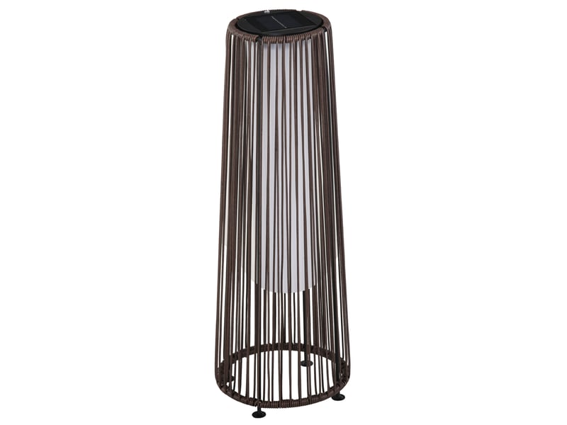 Borne solaire d'extérieur 21,5 x 21,5 x 61 cm brun en rotin, led à allumage automatique
