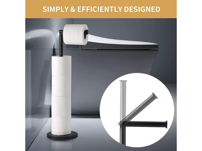  Porte-papier toilette sur pied, distributeur en acier inoxydable avec base robuste, résistant à la rouille (noir)  - Conforama C