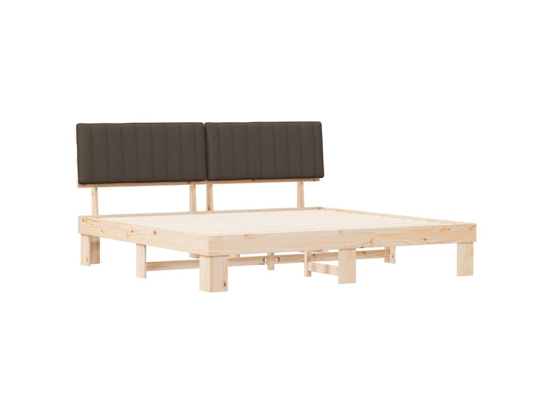  Lit double- lit adulte -  cadre de lit avec tête de lit rembourrée taupe 200 x 200 cm  - Conforama C