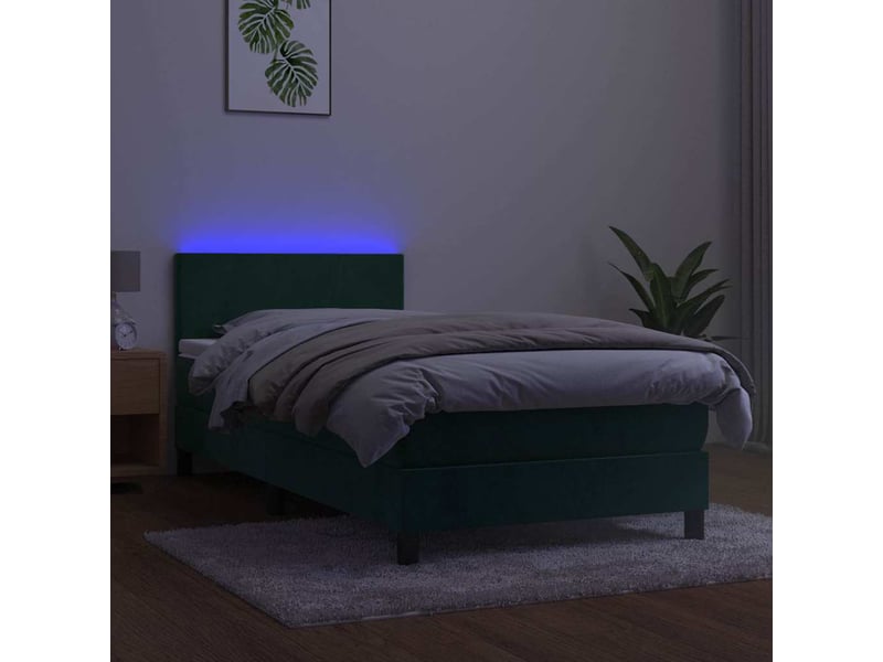 Lit simple, sommier à lattes de lit avec matelas et led vert foncé 80x200cm shl84418  - Conforama D