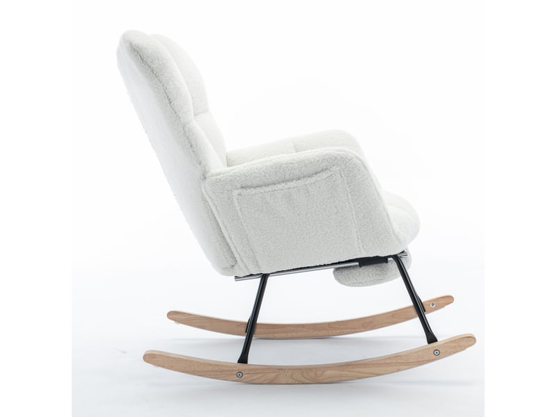  Fauteuil à bascule revêtement teddy, okwish, blanc  - Conforama A