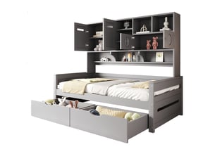 Lit banquette 90x200 cm <strong>SAPGAKS</strong> <strong></strong> coloris gris