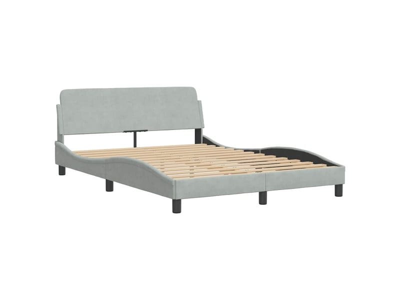  Lit double- lit adulte -  cadre de lit sans matelas gris clair 140x190 cm velours  - Conforama C