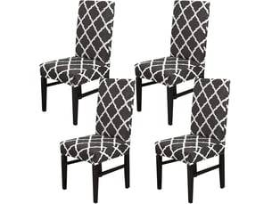 Housses de chaise, lot de 4 housses de chaise élastiques, adaptées à la décoration de restaurants et de fêtes, coloris noir et blanc
