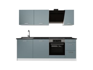 Vicco cuisine, bleu-grisblanc, 220cm sans plan de travail