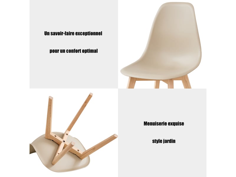  Lot de 4 chaises de salle à manger scandinaves - kaki - pieds en hêtre  - Conforama C