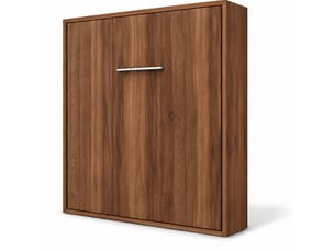 Lit escamotable vertical kola-avec matelas-140x190-cadre noyer-façade noyer
