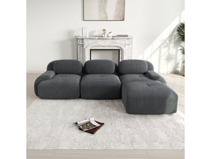 Canapé d'angle, canapé modulable, en velours tricoté, gris, sans montage, sans structure, chambre, pour salon