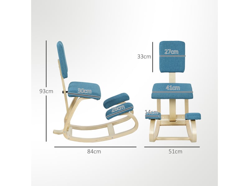  Chaise ergonomique à genoux, tabouret de jardin, chaise de bien-être pour la maison, le bureau et la méditation, bleu foncé  - Conforama D