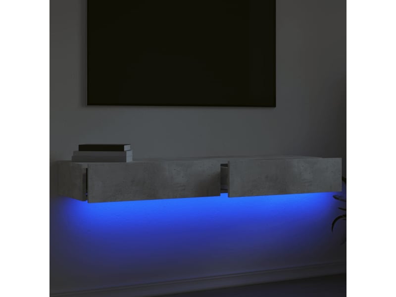 Meubles tv - banc tv - meuble de rangement avec lumières led 2 pcs gris béton 60x35x15,5 cm - Conforama D