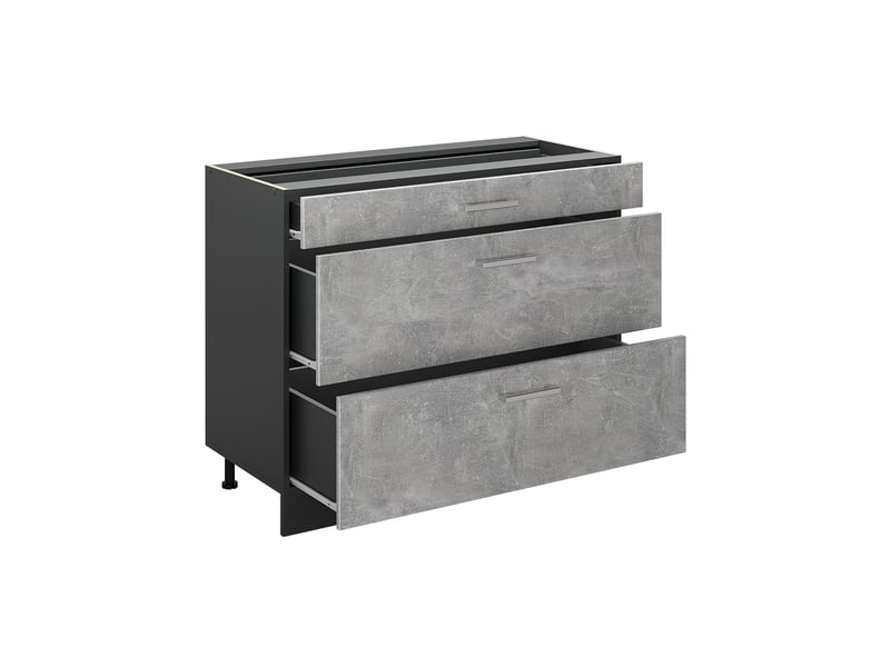 Vicco meuble cuisine, bétonanthracite, 100cm plan de travail marbre - Conforama C