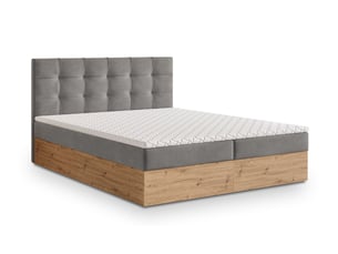 Lit avec rangement 160x200 cm <strong>MASSENO</strong>  <strong></strong> coloris gris